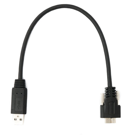 SYSTEM-S USB 3.0 Kabel 30 cm Micro B Stecker zu Typ A Stecker Schraube in Schwarz