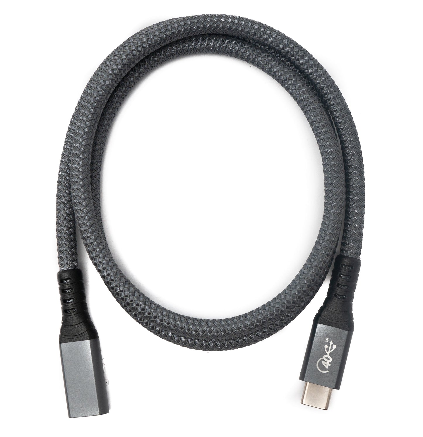 SYSTEM-S USB4 USB Kabel 80 cm Typ C Stecker zu Buchse 40 Gbit/s USB 4.0 geflochten in Grau