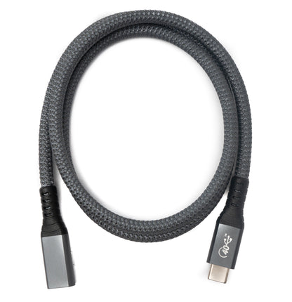 SYSTEM-S USB4 USB Kabel 80 cm Typ C Stecker zu Buchse 40 Gbit/s USB 4.0 geflochten in Grau