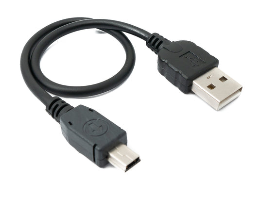 SYSTEM-S USB 2.0 cable 25 cm Mini B plug to Type A plug in black 