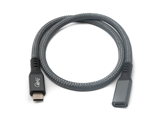 SYSTEM-S USB4 USB cable 50 cm Type C male to female 40 Gbit/s USB 4.0 braided in gray