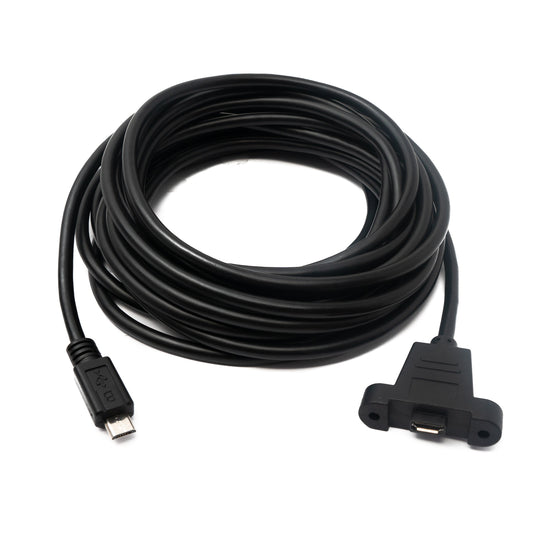 SYSTEM-S USB 2.0 Kabel 5 m Micro B Stecker zu Buchse Schraube in Schwarz