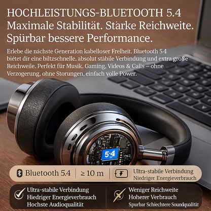 Retro Bluetooth 5.4 Kopfhörer HiFi Bass 38h Akku Gaming Low Latency
