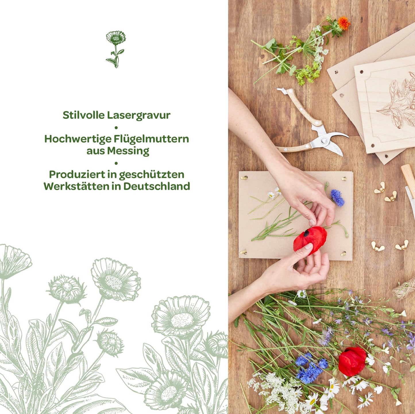 Flower press for flowers, blossoms &amp; co.