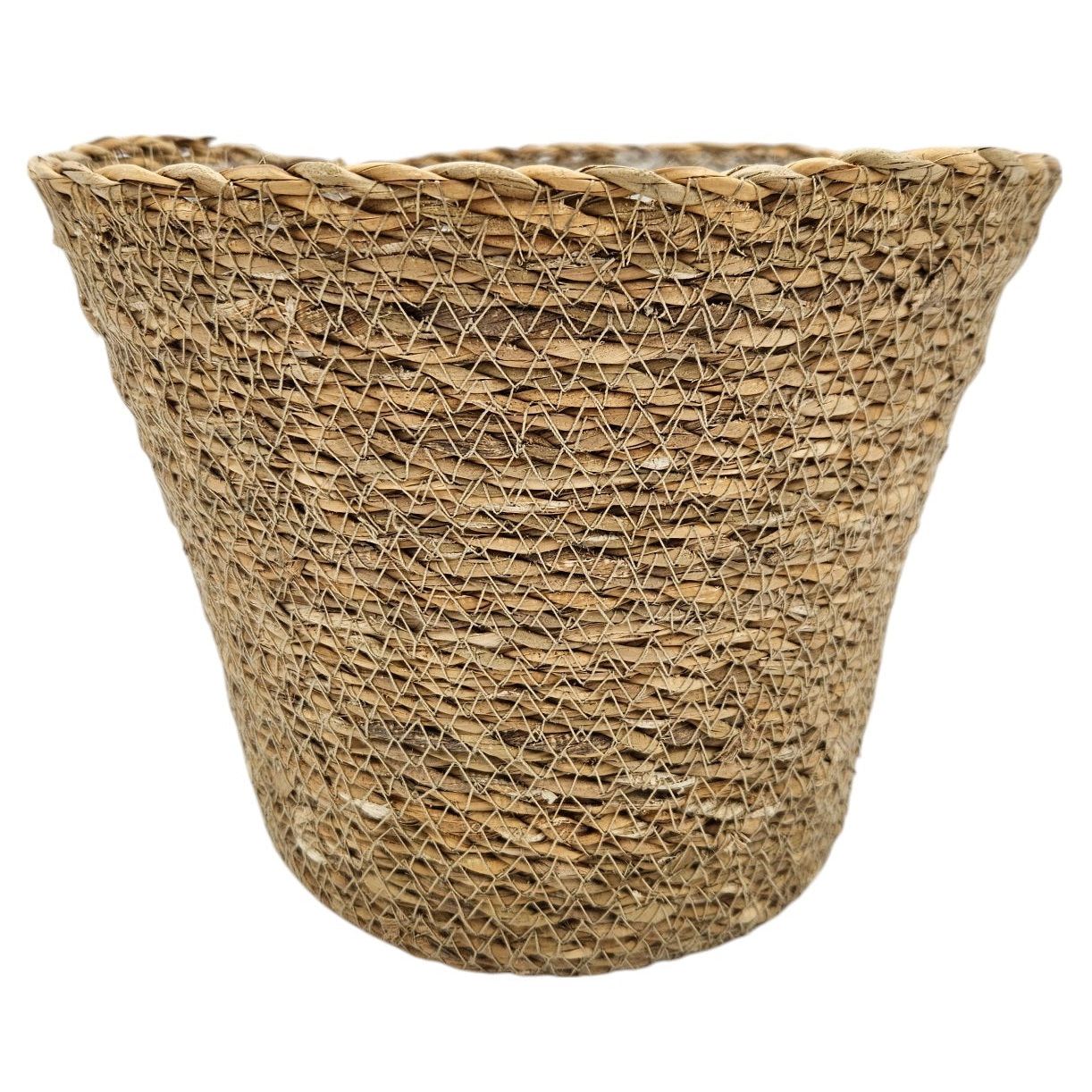 Blumentopf Pflanztopf Pflanzkorb Korb Übertopf Seegras braun rund Mittel Ø 23 cm