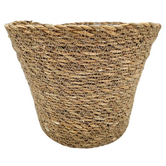 Blumentopf Pflanztopf Pflanzkorb Korb Übertopf Seegras braun rund Mittel Ø 23 cm