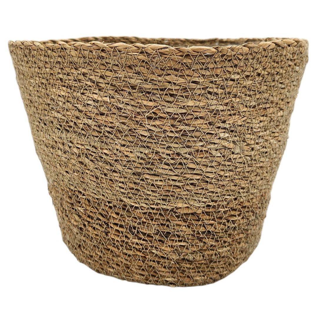 Blumentopf Pflanztopf Pflanzkorb Korb Übertopf Seegras braun rund Groß Ø 25 cm