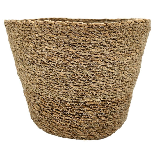 Blumentopf Pflanztopf Pflanzkorb Korb Übertopf Seegras braun rund Groß Ø 25 cm
