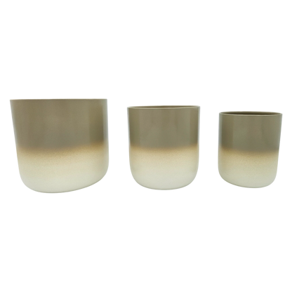 Pflanztopf Übertopf Blumentopf 3er Set Metalltopf creme beige rund Pflanzenübertopf