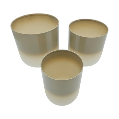 Pflanztopf Übertopf Blumentopf 3er Set Metalltopf creme beige rund Pflanzenübertopf
