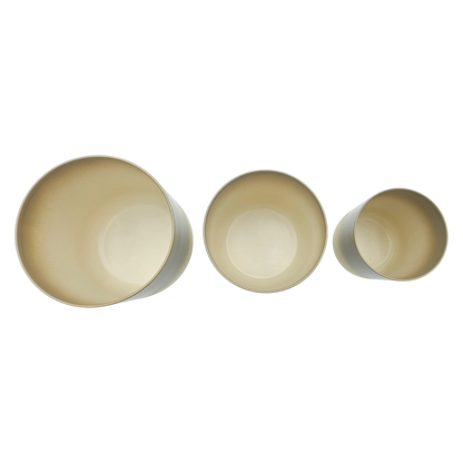 Pflanztopf Übertopf Blumentopf 3er Set Metalltopf creme beige rund Pflanzenübertopf