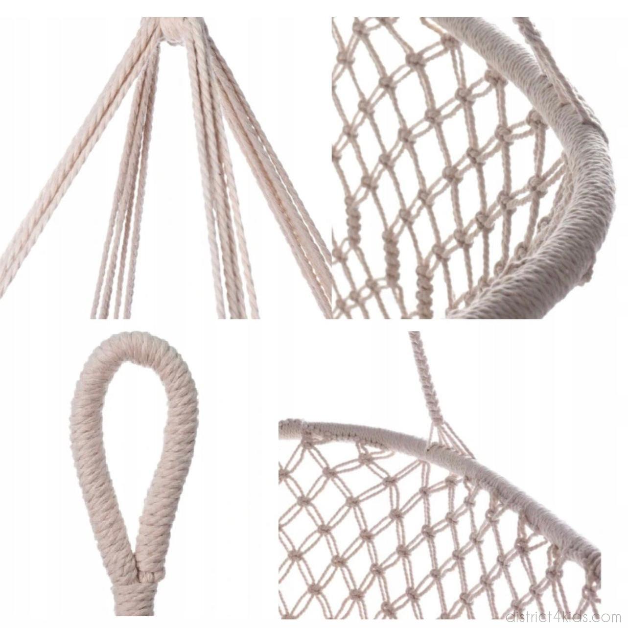 Boho hanging cradle made of macramé cotton yarn – gentle rocking for sweet dreams