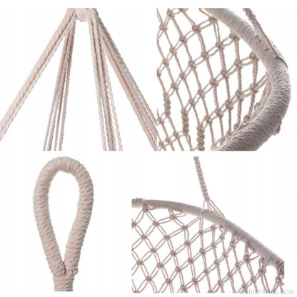 Boho hanging cradle made of macramé cotton yarn – gentle rocking for sweet dreams