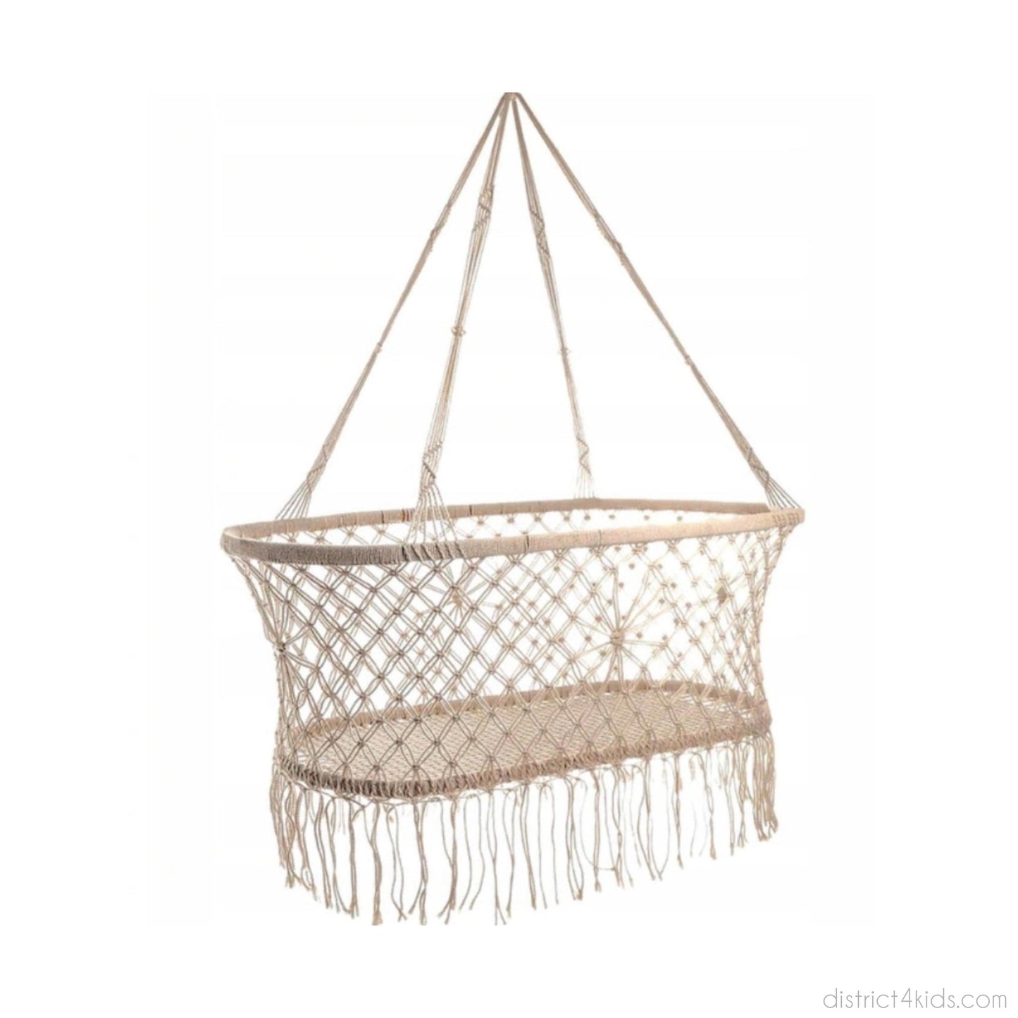 Boho hanging cradle made of macramé cotton yarn – gentle rocking for sweet dreams