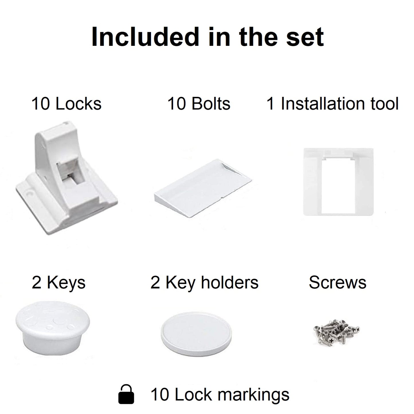 Magnetic Cabinet Lock for Baby Safety 10 Locks + 2 Keys