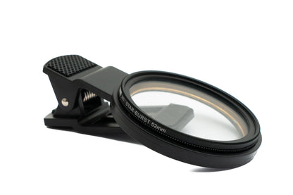 SYSTEM-S Star Burst Filter 52 mm 360° Cross Flare Linse mit Clip für Smartphone in Schwarz