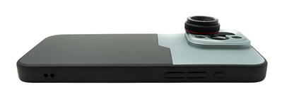 SYSTEM-S Makro Linse 2,8x 37 mm HD Filter mit Hülle für iPhone 15 Pro Max in Schwarz Grau