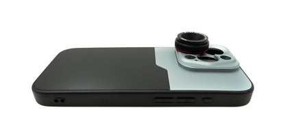 SYSTEM-S Makro Linse 2,8x 37 mm HD Filter mit Hülle für iPhone 15 Pro in Schwarz Grau