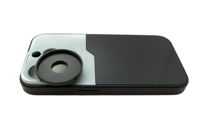 SYSTEM-S Objektiv Hülle 37 mm kompatibel mit Effekt Linse mit Gewinde für iPhone 15 Pro in Schwarz Grau