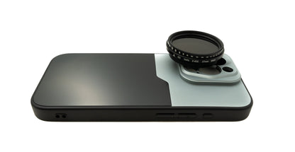 SYSTEM-S ND Vario Filter 37 mm 2 bis 400 Neutraldichte mit Gewinde Hülle für iPhone 15 Pro