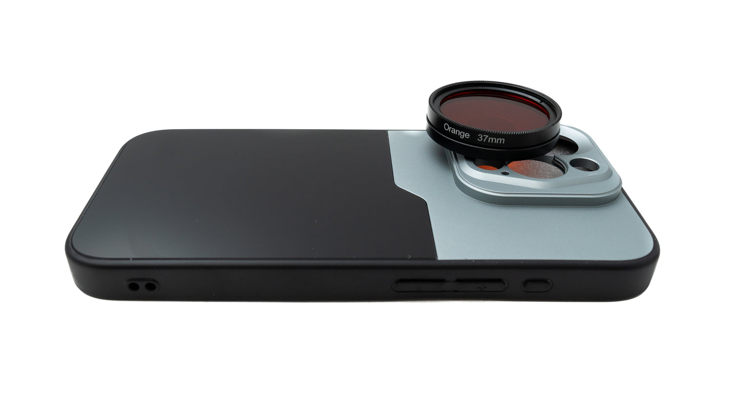 SYSTEM-S Farbfilter Set 37 mm 6 Stück Farbe Linse Filter mit Gewinde Hülle für iPhone 15 Pro