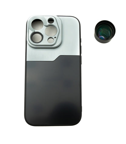 SYSTEM-S Zoom Linse 3x Tele Objektiv 37 mm Filter mit Hülle für iPhone 15 Pro in Schwarz Grau