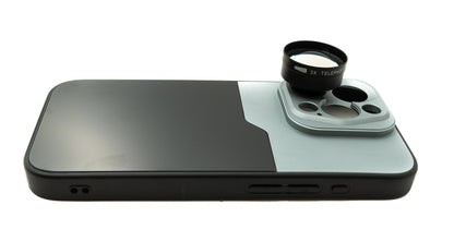 SYSTEM-S Zoom Linse 3x Tele Objektiv 37 mm Filter mit Hülle für iPhone 15 Pro in Schwarz Grau