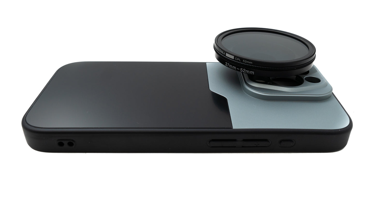 SYSTEM-S CPL Filter 52 mm Circular Polarizer Linse mit Gewinde Hülle für iPhone 15 Pro
