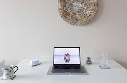 Felt and cork MacBook pad | 26 x 38 cm | light gray