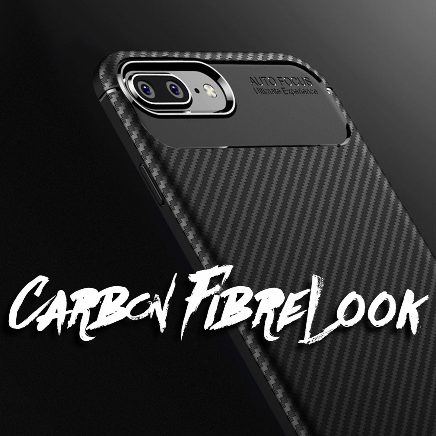 NALIA Silikonhülle für iPhone 7 Plus / 8 Plus – Rutschfest & Matt – VORTEX (Gebürstete Optik & Carbon Design) – Marke aus Berlin