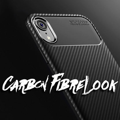 NALIA Silikonhülle für iPhone XR – Rutschfest & Matt – VORTEX (Gebürstete Optik & Carbon Design) – Marke aus Berlin