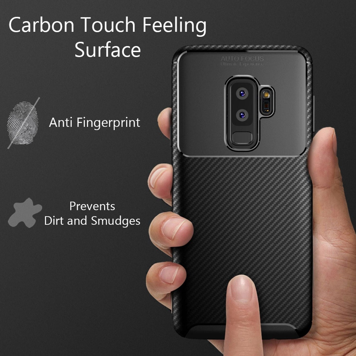 NALIA Silikonhülle für Samsung Galaxy S9 Plus – Rutschfest & Matt – VORTEX (Gebürstete Optik & Carbon Design) – Marke aus Berlin