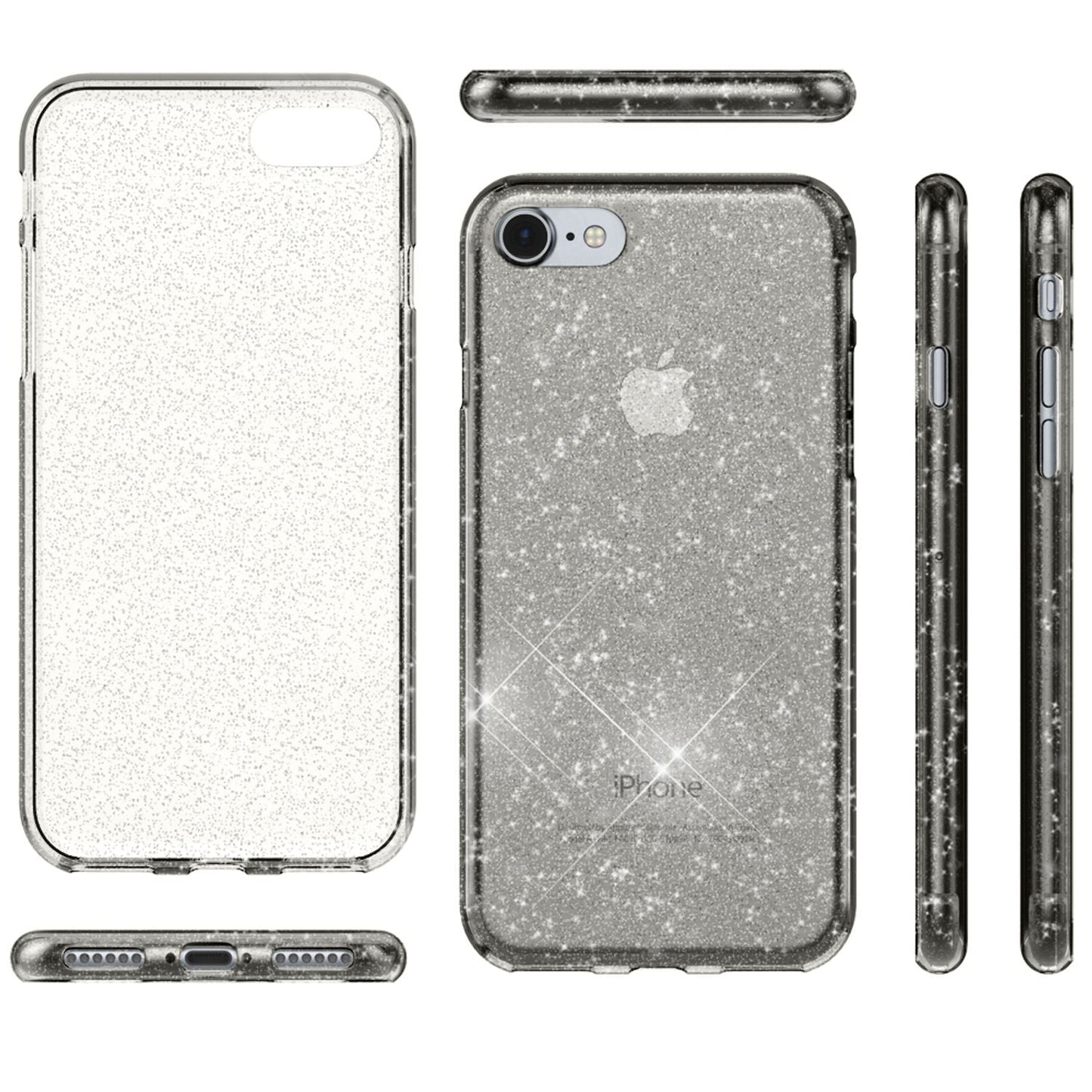 NALIA Handy Hülle für iPhone SE 2020 / 8 / 7, Glitzer Case Cover Schutz Tasche