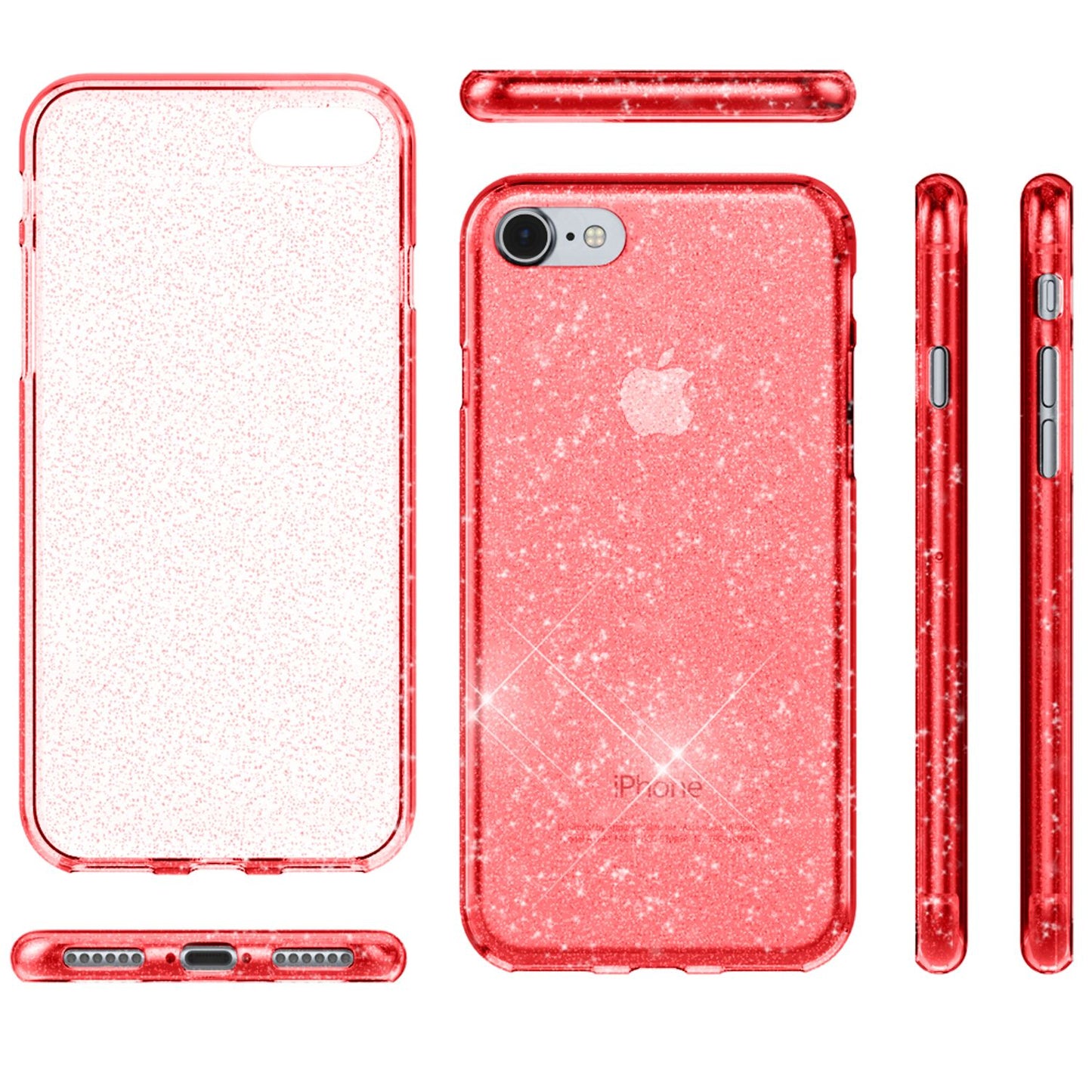 NALIA Handy Hülle für iPhone SE 2020 / 8 / 7, Glitzer Case Cover Schutz Tasche