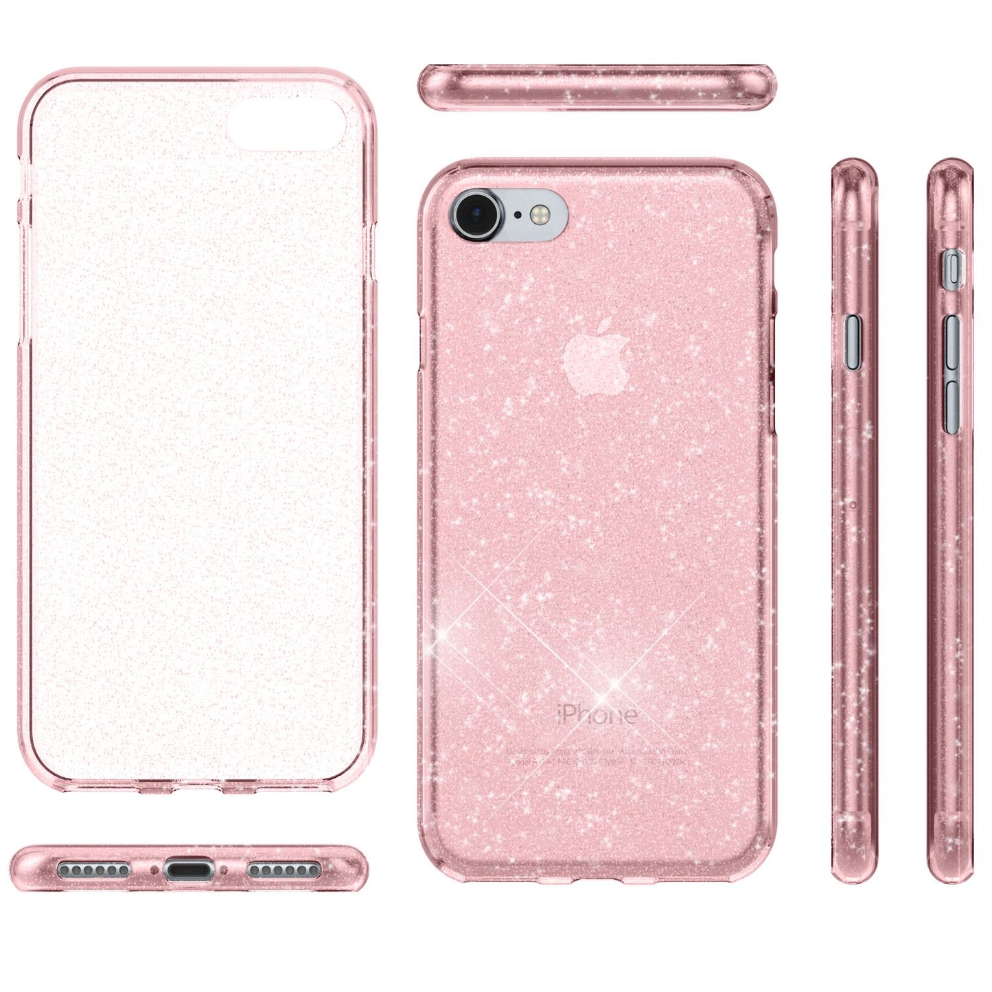 NALIA Handy Hülle für iPhone SE 2020 / 8 / 7, Glitzer Case Cover Schutz Tasche