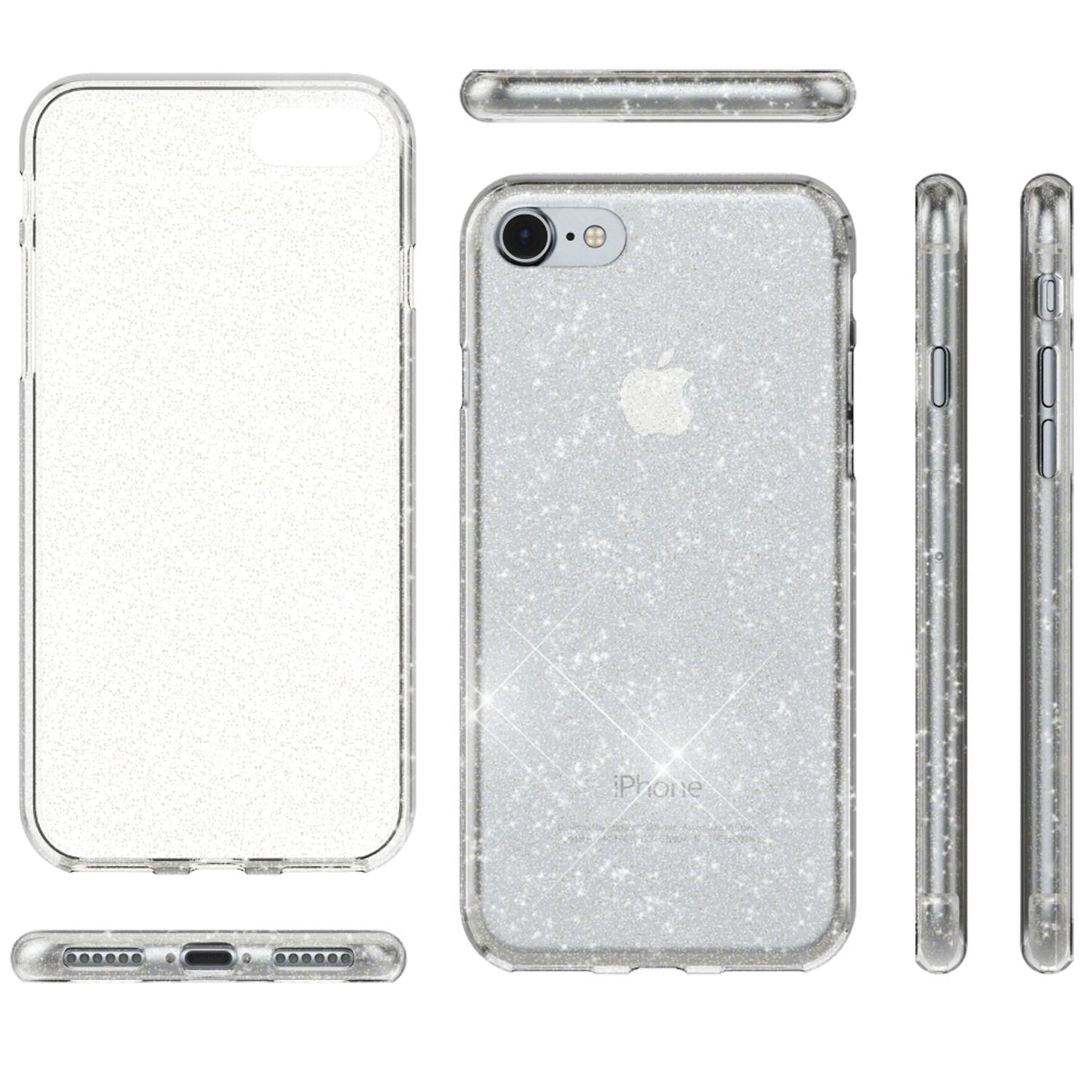 NALIA Handy Hülle für iPhone SE 2020 / 8 / 7, Glitzer Case Cover Schutz Tasche