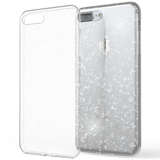 NALIA Glitzerhülle für iPhone 7 Plus / 8 Plus – Funkelndes Silikon Case – DAZZLIN (Transparent & Stoßfest) – Marke aus Berlin