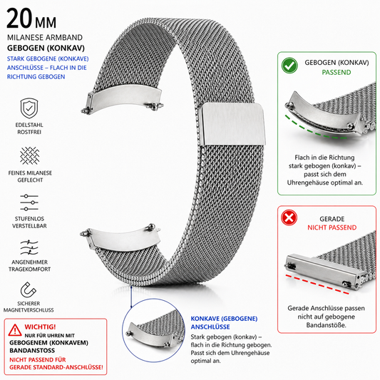 SYSTEM-S Armband 20 mm Milanese aus Metall breit für Samsung Galaxy Watch 4 Smartwatch