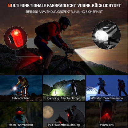 LED Bicycle Lights Set USB Rechargeable StVZO 30/15 Lux Front light Tail light