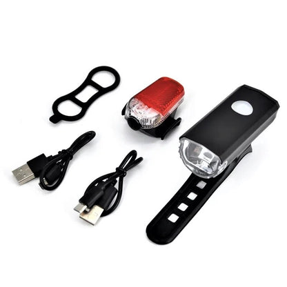 LED Bicycle Lights Set USB Rechargeable StVZO 30/15 Lux Metal Front Light