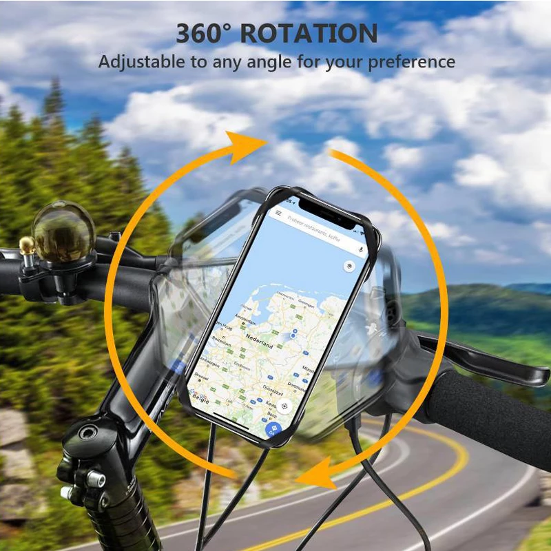 Mobile Phone Holder for Bicycle Silicon 360° Rotation Detachable or Undetachable