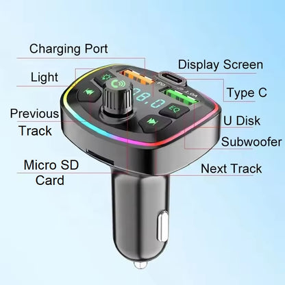 FM Transmitter Car Radio Bluetooth Adapter Dual USB PD Charger