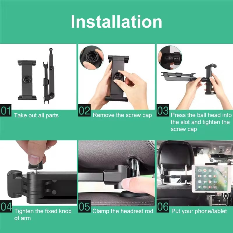 Car holder headrest car mount extendable