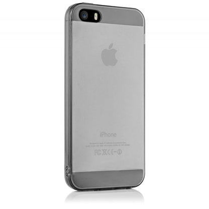 NALIA Handyhülle kompatibel mit iPhone 5 5S SE, Ultra-Slim Silikon Case Cover Schutzhülle Dünn Durchsichtig, Handy-Tasche Telefon-Schale Skin Back-Cover Etui Smart-Phone Bumper - Grau Transparent