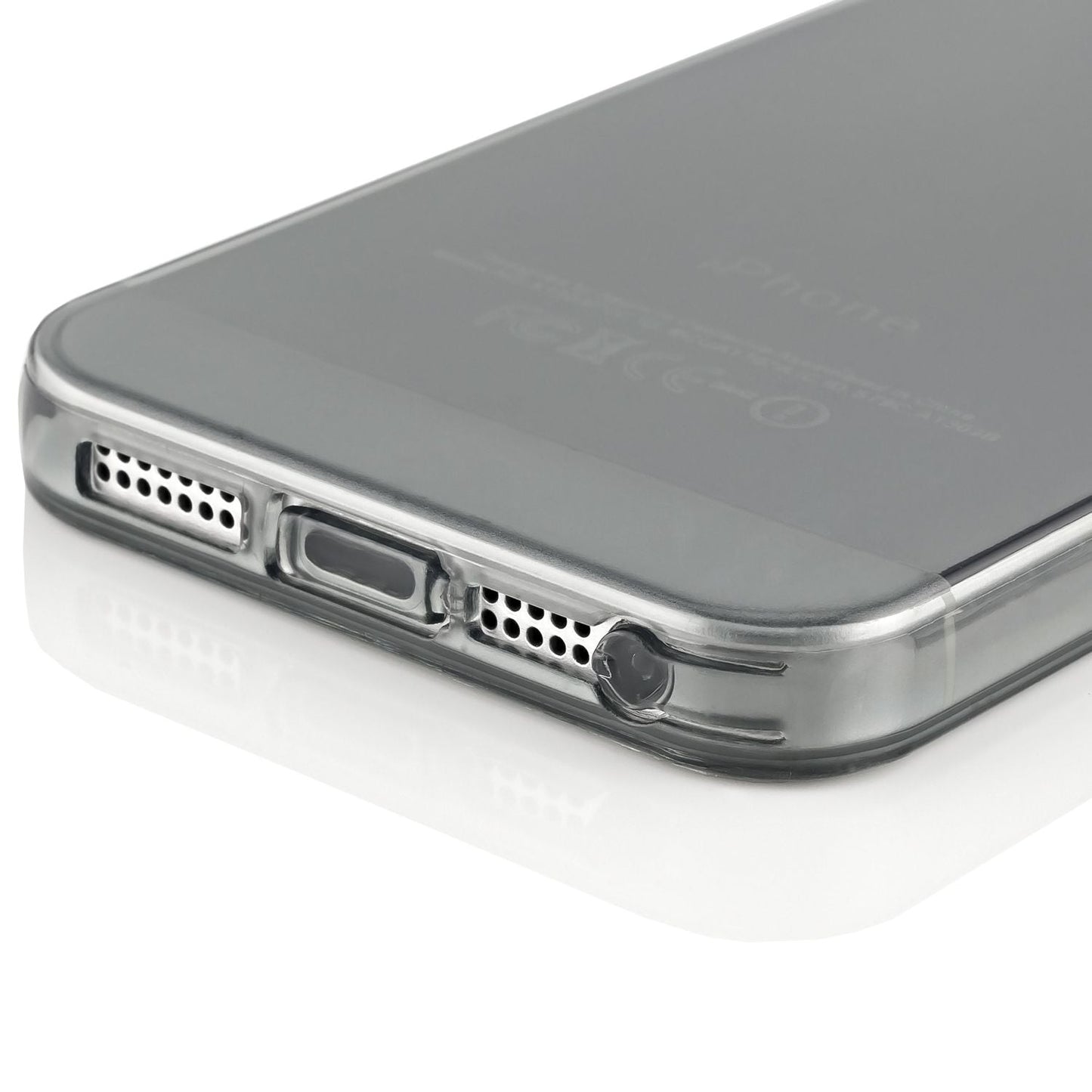 NALIA Handyhülle kompatibel mit iPhone 5 5S SE, Ultra-Slim Silikon Case Cover Schutzhülle Dünn Durchsichtig, Handy-Tasche Telefon-Schale Skin Back-Cover Etui Smart-Phone Bumper - Grau Transparent