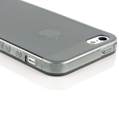 NALIA Handyhülle kompatibel mit iPhone 5 5S SE, Ultra-Slim Silikon Case Cover Schutzhülle Dünn Durchsichtig, Handy-Tasche Telefon-Schale Skin Back-Cover Etui Smart-Phone Bumper - Grau Transparent