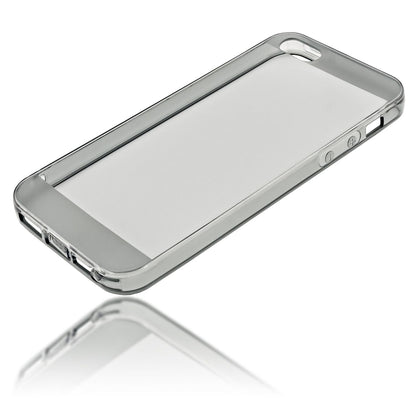 NALIA Handyhülle kompatibel mit iPhone 5 5S SE, Ultra-Slim Silikon Case Cover Schutzhülle Dünn Durchsichtig, Handy-Tasche Telefon-Schale Skin Back-Cover Etui Smart-Phone Bumper - Grau Transparent