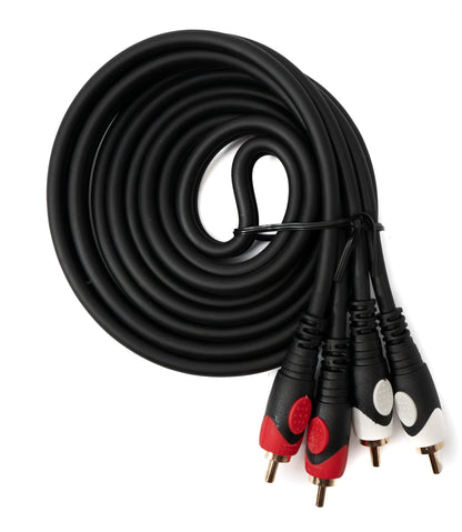 SYSTEM-S Cinch 2 RCA Kabel 1,8 m Stecker zu Stecker Stereo AV in Schwarz