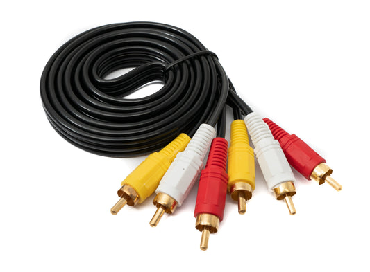 SYSTEM-S Cinch 3 RCA Kabel 1,5 m Stecker zu Stecker Stereo & Composite AV Schwarz