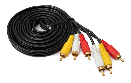 SYSTEM-S Cinch 3 RCA Kabel 3 m Stecker zu Stecker Stereo & Composite AV Schwarz